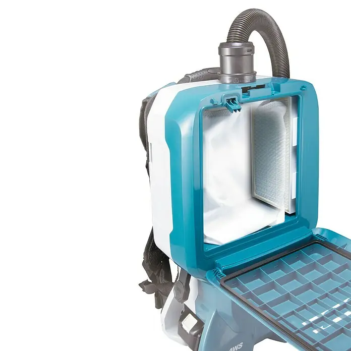 Makita LXT 18V Akku-Rucksackstaubsauger DVC665ZU - 36 V, Ohne Akku, Behältervolumen: 6 l, Mit Beutel - Der Makita Akku-Rucksackstaubsauger bietet eine flexible Reinigungslösung mit einem großzügigen Filterbereich.