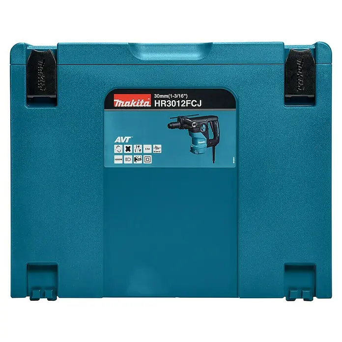 Makita Kombihammer HR3012FCJ - 1.050 W, 3,9 J, SDS-Plus-Aufnahme - Bild einer türkisfarbenen Makita HR3012FCJ Werkzeugkiste.