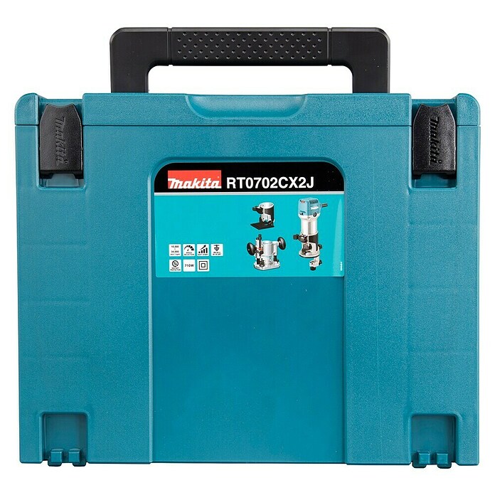 Makita Fresadora eléctrica RT0702CX2J (710 W, 10.000 r.p.m. - 34.000 r.p.m., Diámetro del portaherramientas: 6 mm - 8 mm) | BAUHAUS