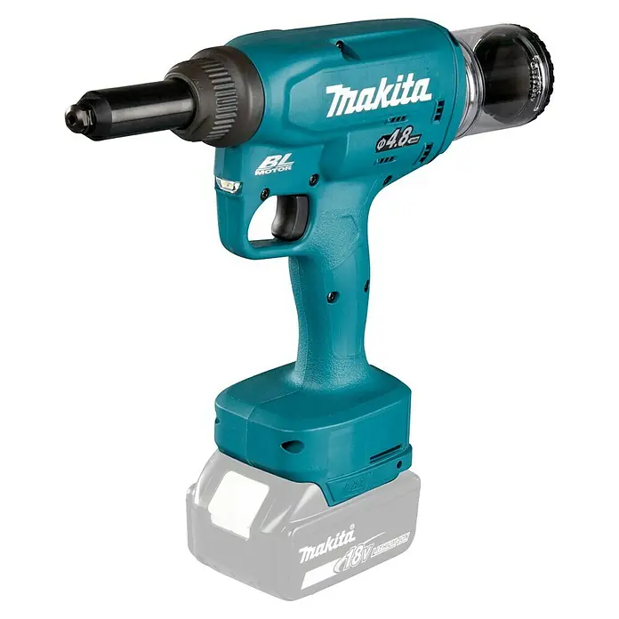 Makita LXT 18V Akku-Blindnietpistole DRV150Z - 18 V, Ohne Akku - Akku-betriebene Blindnietpistole von Makita für effizientes und kabelloses Arbeiten. Das Werkzeug ist ideal für den professionellen Einsatz auf Baustellen.