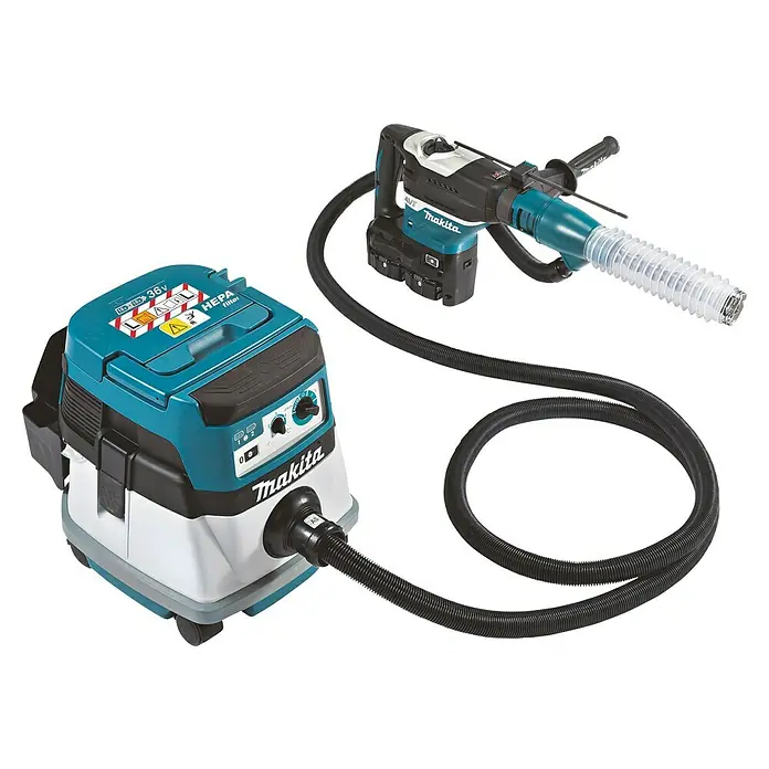 Makita LXT 18V Akku-Kombihammer DHR400ZKUN - 36 V, Ohne Akku, 8 J - Makita Akku-Abbruchhammer mit Staubabsaugung, eine effiziente und staubfreie Lösung für Abbrucharbeiten.
