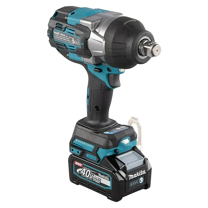 Makita XGT 40V max. Akku-Schlagschrauber TW001GM201 - 40 V, 2 Akkus, 4 Ah, 1.800 Nm - Akku-Schlagschrauber Makita TW001G XGT 40V Li-Ion max. Der bürstenlose Schrauber für leistungsstarke Schraubarbeiten mit starkem Akku.