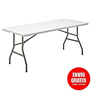 Mesa plegable Every (L x An x Al: 180 x 70 x 74 cm, Acero/HDPE, Blanco roto, Abatible)