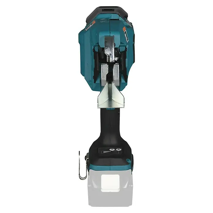 Makita LXT 18V Akku-Bewehrungsverbinder DTR181ZJ - 18 V, Ohne Akku - Nahaufnahme eines Makita Akku-Klammernaglers mit seinem innovativen Design und der robusten Bauweise.