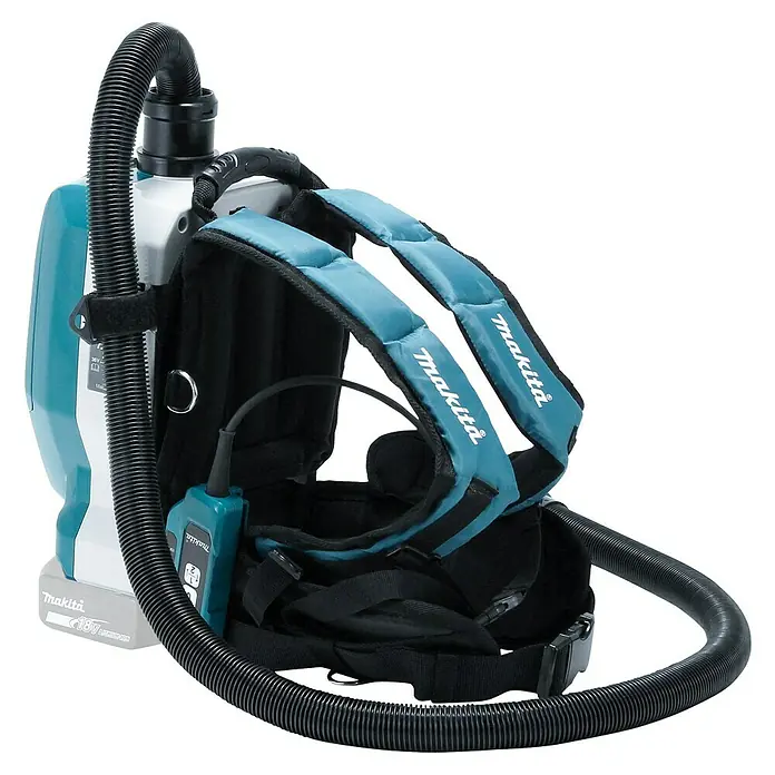 Makita LXT 18V Akku-Rucksackstaubsauger DVC265ZXU - 36 V, Ohne Akku, Behältervolumen: 2 l - Abbildung eines Makita Akku-Rucksacksaugers, der für komfortables und kabelloses Staubsaugen konzipiert ist. Er ist ergonomisch und effizient.