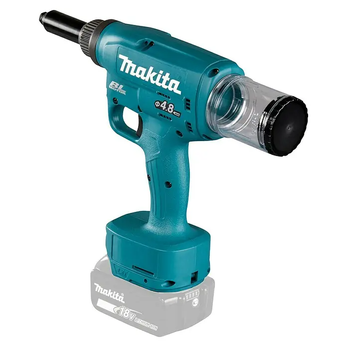 Makita LXT 18V Pistola remachadora de batería DRV150Z - 18 V, Sin batería - Imagen de una remachadora inalámbrica Makita. Ideal para remachar de forma eficiente e inalámbrica en obras y talleres.