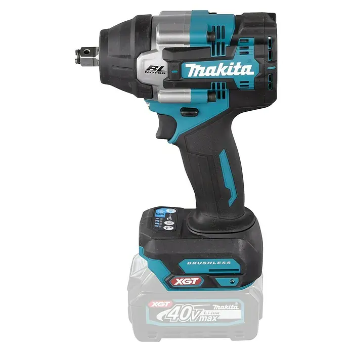 Makita XGT 40V max. Akku-Schlagschrauber TW007GZ - 40 V, 760 Nm - Abbildung eines Makita Akku-Schlagschraubers mit Akku.