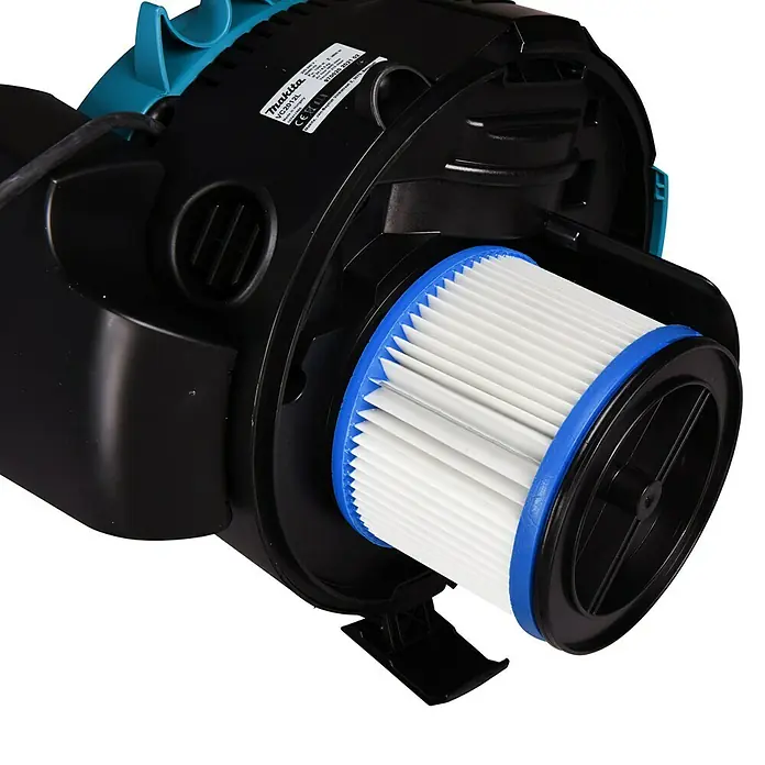 Makita Nass-Trockensauger VC2012L - 1.000 W, 20 l - Staubsaugerfilter mit blauem Rand, bereit für den Einsatz. Das Produkt ist sauber und neu.