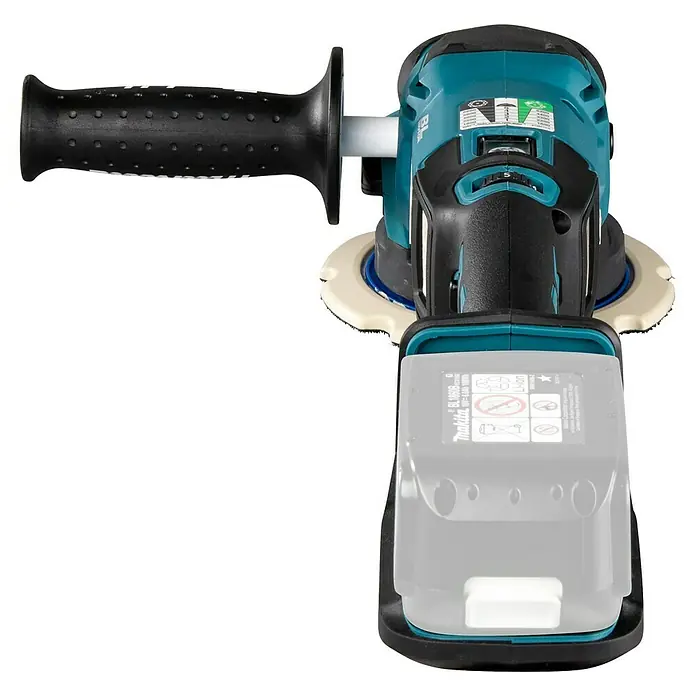 Makita LXT 18V Pulidora excéntrica de batería DPO600 - 18 V, Sin batería, Diámetro plato de pulir: 150 mm - Pulidora rotativa inalámbrica Makita con empuñadura lateral y disco de pulido. Ideal para pulir y lijar sin cable con velocidad variable.