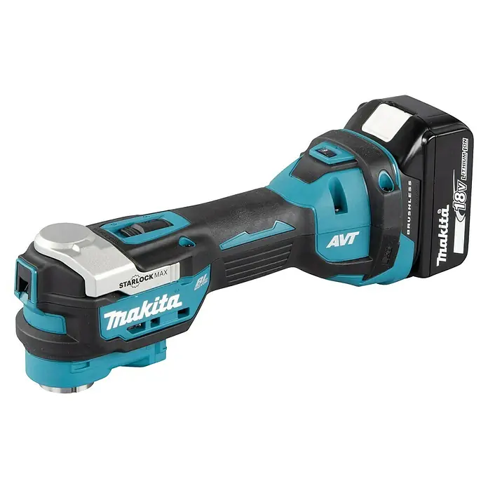 Makita LXT 18V Multiherramienta de batería DTM52RTJX2 - 18 V, 1 batería - Imagen de una multiherramienta inalámbrica Makita, destacada por su potencia y precisión. Ideal para profesionales que valoran la alta calidad.