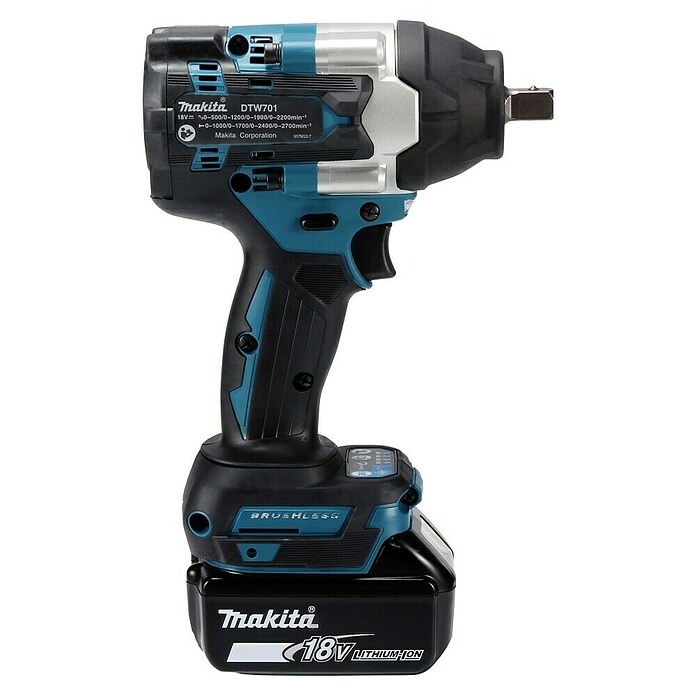 Makita LXT 18V Llave de impacto de batería DTW701RTJ (18 V, 2 baterías, 5 Ah, 700 Nm) | BAUHAUS