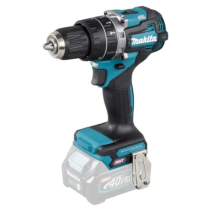 Makita XGT 40V max. Akku-Schlagbohrschrauber HP002GZ - 40 V, Ohne Akku, 64 Nm - Akku-Bohrschrauber von Makita mit blau-schwarzem Design und hochwertiger Verarbeitung für professionelle Anwendungen.