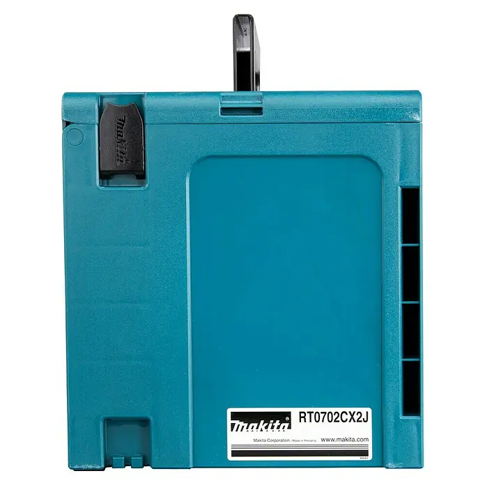 Makita Fresadora eléctrica RT0702CX2J - 710 W, 10.000 r.p.m. - 34.000 r.p.m., Diámetro del portaherramientas: 6 mm - 8 mm - La caja de herramientas azul Makita RT0702CX2J, ideal para guardar y transportar tus herramientas. Diseño duradero y fiable.