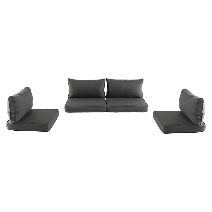 Sunfun Ersatzkissen - Passend für: Sunfun Loungemöbel-Set Laetitia - Abgebildete graue Terrassenmöbelkissen mit Rückenlehnen für Sofas und Sessel, die Komfort und Stil im Freien bieten.