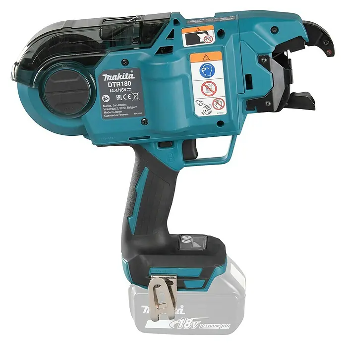 Makita LXT 18V Atadora de ferralla de batería DTR180 - 18 V, Sin batería - Imagen de una atadora de ferralla inalámbrica Makita DTR180, 14.4/18V, diseñada para atar barras de refuerzo en obras.