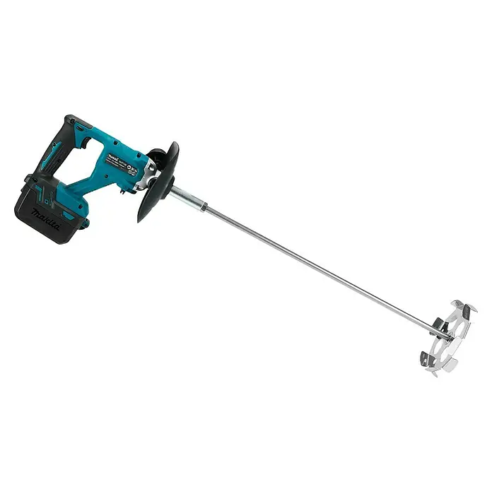 Makita LXT 18V Akku-Rührwerk DUT130Z - 18 V, Ohne Akku - Akkubetriebener Mörtelrührer von Makita mit blau-schwarzem Gehäuse und langem Rührstab. Ideal für Baustellen und Renovierungsarbeiten.