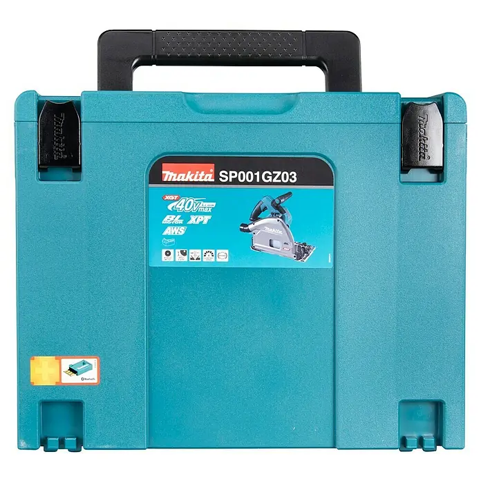 Makita XGT 40V max. Akku-Tauchsäge im MAKPAC SP001GZ03 - 40 V, Ohne Akku, Durchmesser Sägeblatt: 165 mm, 2.500 U/min - Makita SP001GZ03 Akku-Tauchsäge im robusten Transportkoffer. Das ideale Werkzeug für präzise Schnitte auf der Baustelle oder in der Werkstatt.
