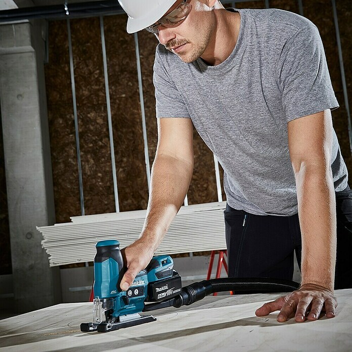 Makita LXT 18V Sierra de calar a batería con acción pendular DJV185 (18 V, 1 batería, 3 Ah, Número de carreras marcha en vacío: 800 /min - 3.000 /min) | BAUHAUS