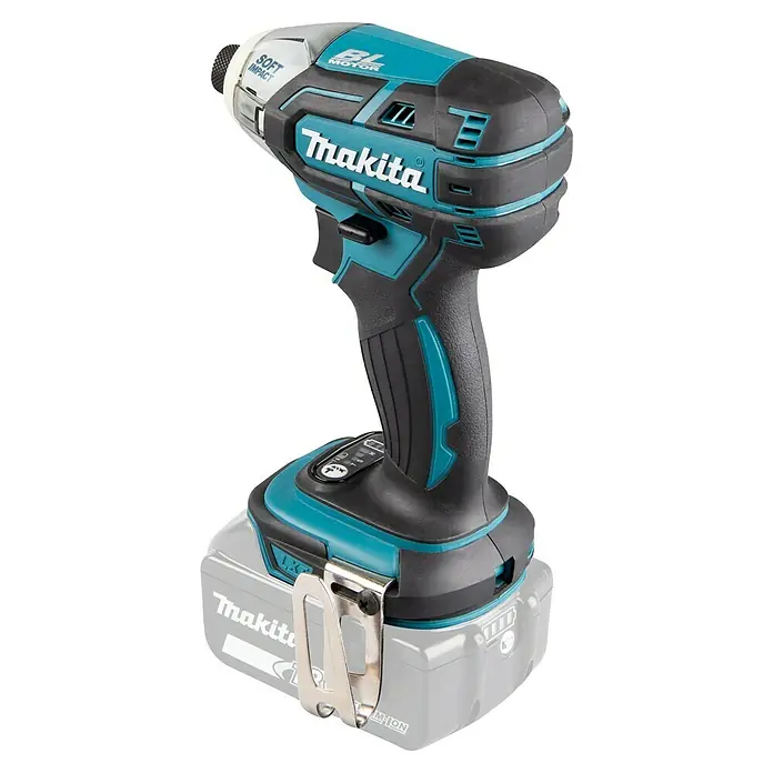 Makita LXT 18V Akku-Impulsschrauber DTS141Z - 18 V, Ohne Akku, 40 Nm - Nahaufnahme des Makita Akku-Schlagschraubers, einem leistungsstarken Werkzeug für Schraubarbeiten.