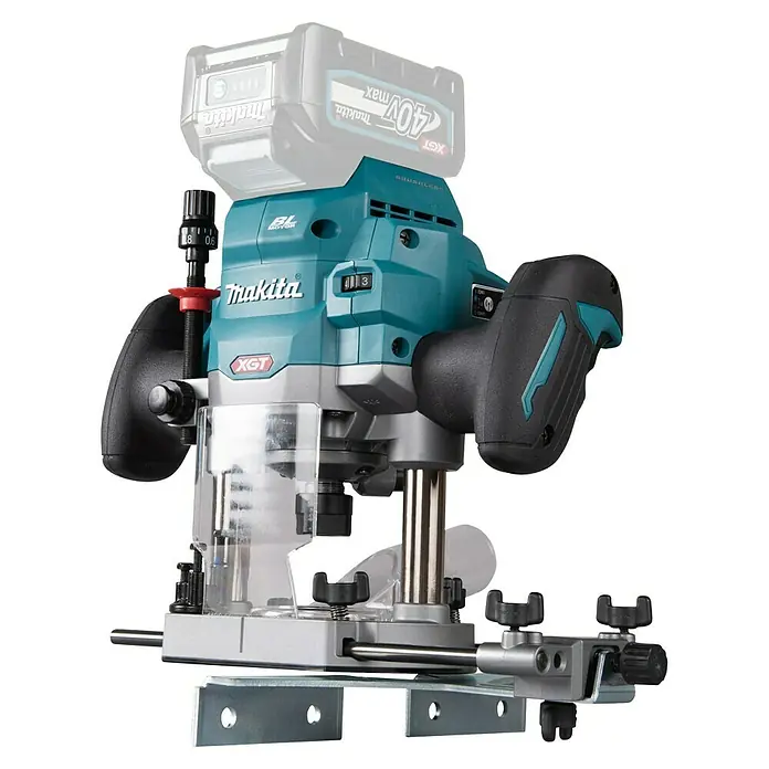 Makita Oberfräse RP001GZ - 40 V, 1 Akku - Makita Akku-Oberfräse mit präziser Tiefeneinstellung und robustem Design für professionelle Holzbearbeitung.