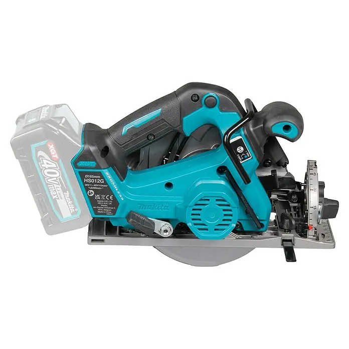 Makita XGT 40V max. Sierra circular de batería HS012GZ - 40 V, Sin batería, Diámetro hoja de sierra: 165 mm, 5.200 r.p.m. - Sierra circular inalámbrica HS012G de Makita con batería XGT de 40V máx. Corte preciso y eficiente para profesionales y aficionados al bricolaje.