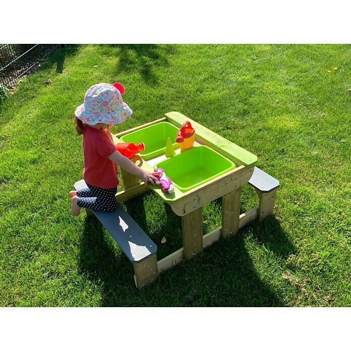 Wendi Toys Kinder-PicknicktischL x B x H: 80 x 100 x 53 cm, Natur/Grün Mood Shot