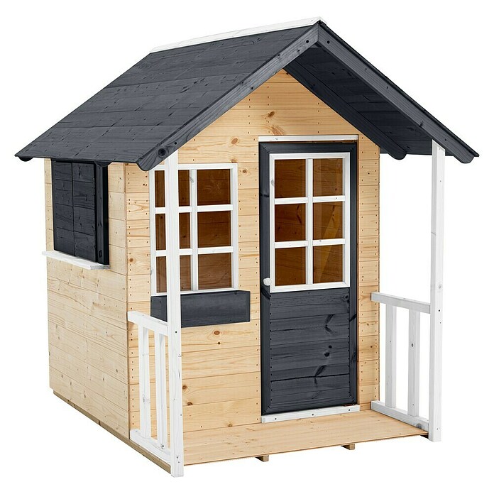 Zwerkules Spielhaus Holli (L x B x H: 137 x 121 x 140 cm, Holz, Natur/Anthrazit, Ohne Stelzen) | BAUHAUS