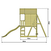 Zwerkules Spielhaus Holli (L x B x H: 370 x 352 x 224 cm, Holz, Natur/Anthrazit, Mit Stelzen, Rutsche & Doppelschaukel) | BAUHAUS