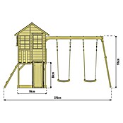 Zwerkules Spielhaus Holli (L x B x H: 370 x 352 x 224 cm, Holz, Natur/Anthrazit, Mit Stelzen, Rutsche & Doppelschaukel) | BAUHAUS