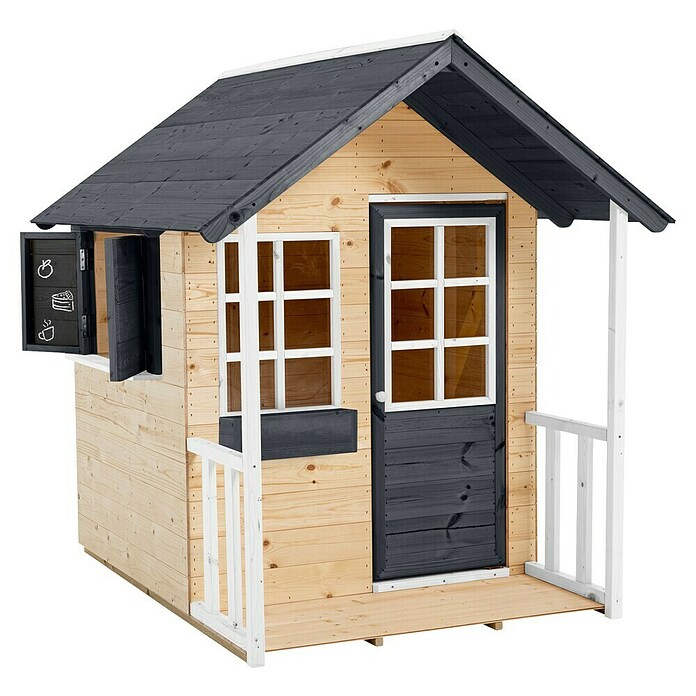 Zwerkules Spielhaus Holli (L x B x H: 137 x 121 x 140 cm, Holz, Natur/Anthrazit, Ohne Stelzen) | BAUHAUS