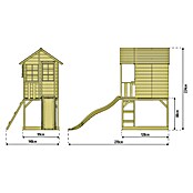 Zwerkules Spielhaus Holli (L x B x H: 270 x 148 x 224 cm, Holz, Natur/Anthrazit, Mit Stelzen & Rutsche) | BAUHAUS