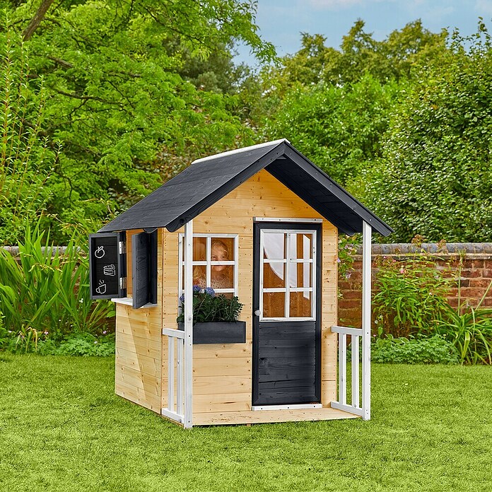 Zwerkules Spielhaus Holli (L x B x H: 137 x 121 x 140 cm, Holz, Natur/Anthrazit, Ohne Stelzen) | BAUHAUS