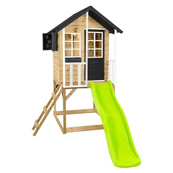 Zwerkules Spielhaus Holli (L x B x H: 270 x 148 x 224 cm, Holz, Natur/Anthrazit, Mit Stelzen & Rutsche) | BAUHAUS