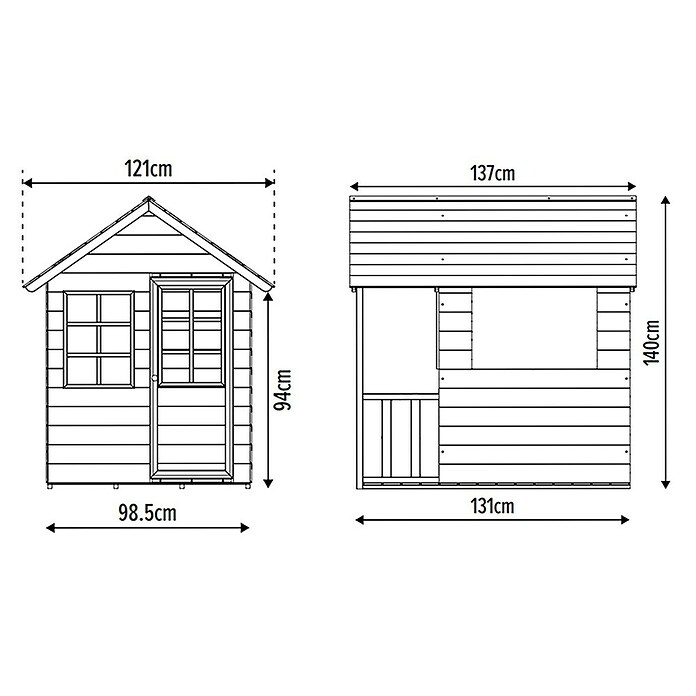 Zwerkules Spielhaus Holli (L x B x H: 137 x 121 x 140 cm, Holz, Natur/Anthrazit, Ohne Stelzen) | BAUHAUS