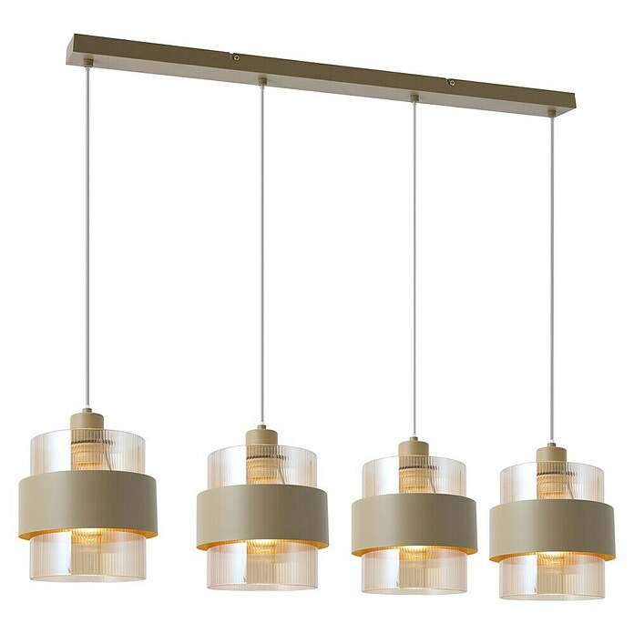 Searchlight Hanglamp Royal (Zand, Ribbed amber glas, E27, Aantal lichtbronnen: 4 st.) | BAUHAUS
