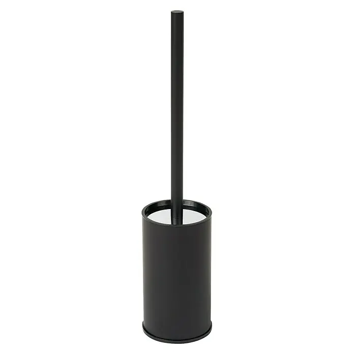 Camargue Escobillero de suelo Mont Valier - Altura: 38,5 cm, Acero inoxidable, Negro - Un escobillero de baño negro moderno con soporte, perfecto para cualquier baño. Diseño sencillo para una higiene impecable.