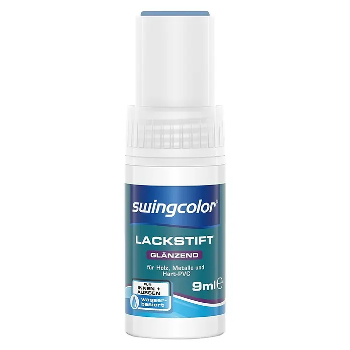 swingcolor Buntlack Acryl Lackstift - Taubenblau, Glänzend, 9 ml, Wasserbasiert - swingcolor Lackstift. Der Lackstift ist glänzend und für Holz, Metalle und Hart-PVC geeignet. Er ist für Innen und Aussen und ist wasserbasiert.