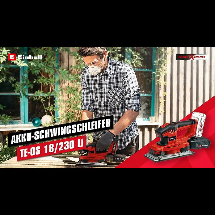 Einhell Power X-Change 18V Akku-Schwingschleifer - 18 V, Ohne Akku, 14.000 U/min - 24.000 U/min - Akku-Schwingschleifer TE-OS 18/230 Li