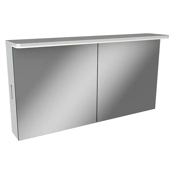 Camargue Badmöbel-Set MO12W3 - Gesamtbreite Badmöbel: 120 cm, Weiß, Hochglänzend, 3 -tlg. - Eleganter Spiegelschrank mit Ablage für Badutensilien. Das moderne Design macht ihn zum Blickfang in jedem Badezimmer.