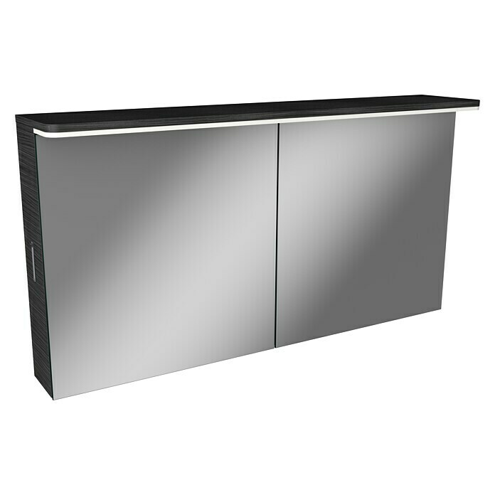 Modern 3.0 LED-Spiegelschrank (B x H: 120 x 70 cm, Mit Beleuchtung, Spanplatte, Darkoak)