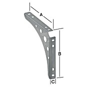 Stabilit Delta Line Konsole (300 x 24,5 x 300 mm, Belastbarkeit: 95 kg, Stahl, Weiß/Aluminium)