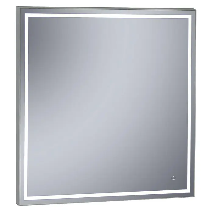 Conjunto de mueble de baño Naomi - Roble garriga, Mate, 3 pzs. - Espejo cuadrado iluminado con LED para baños o vestidores, que combina diseño moderno y funcionalidad.