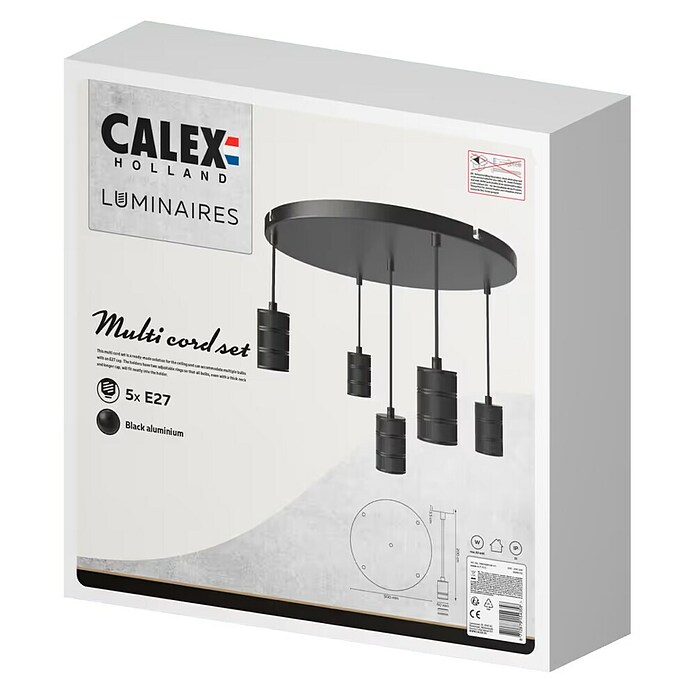 Calex Hanglamp met 5 pendels - rond (Diameter: 50 cm, E27) | BAUHAUS