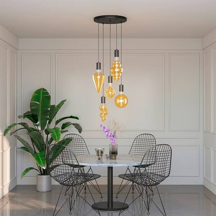 Calex Hanglamp met 5 pendels - rond (Diameter: 50 cm, E27) | BAUHAUS