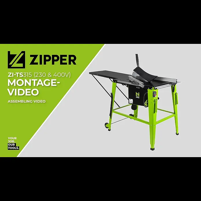 Zipper Tischkreissäge ZI-TS315-400 - Durchmesser Sägeblatt: 315 mm, Schnitttiefe bei 90 °: 83 mm - ZIPPER ZI-TS315 (230&400V) Montagevideo / assembling video (official ZIPPER)