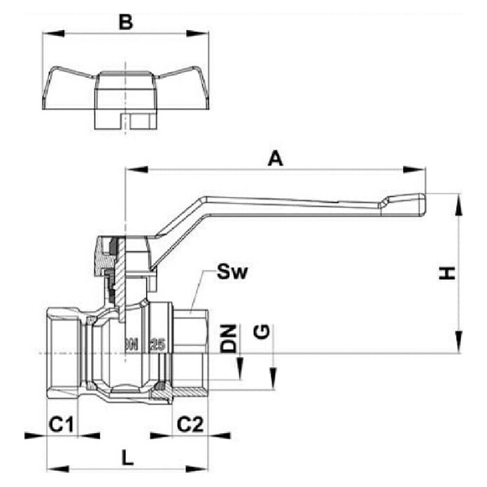 Kroglični ventil KV 2103  (G, ¾″, DN 20, Kovina) | 4053 - Ventile | DCDA - Wasserinstallation | DCD - Sanitärinstallation | DC - Sanitärinstallation | D - Sanitär | BAUHAUS