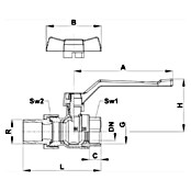 Kroglični ventil KV2123M  (DN 20, G, ¾″) | 4053 - Ventile | DCDA - Wasserinstallation | DCD - Sanitärinstallation | DC - Sanitärinstallation | D - Sanitär | BAUHAUS