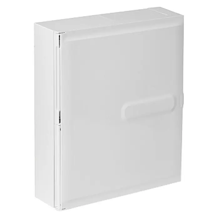 Famatel Cuadro eléctrico de superficie - Número de hileras: 2 ud., Blanco - Caja de fusibles blanca con puerta y manija, ideal para uso en interiores para un almacenamiento seguro de componentes eléctricos.