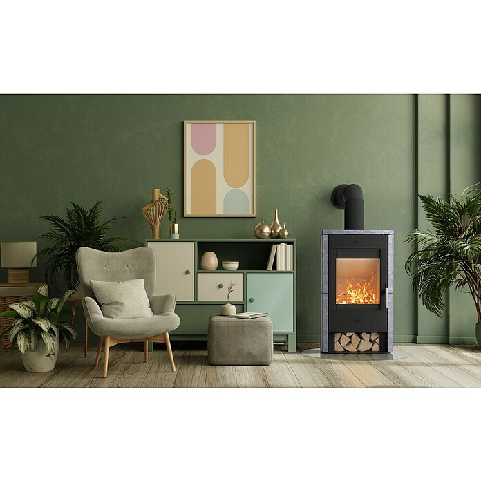 Fireplace Kaminofen Brasil (6 kW, Raumheizvermögen: 108 m³, Verkleidung: Speckstein, Schwarz)