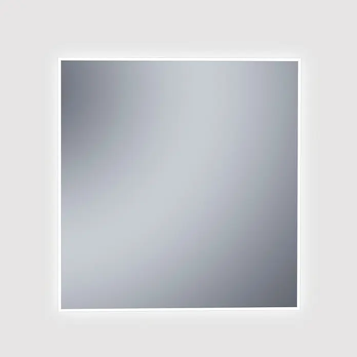 Espejo con luz Elegant - An x Al: 80 x 80 cm, Blanco frío - Espejo cuadrado con un marco delgado y blanco, que ofrece un aspecto moderno y elegante. Perfecto para baños o vestidores, mejorando el espacio.